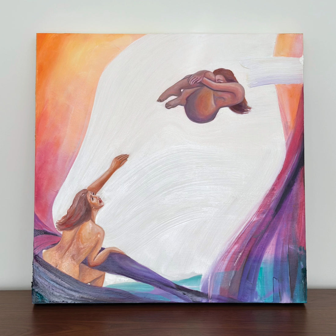 Anam Feerasta "Dual Identities I" abstract figurative painting Canadian Artist