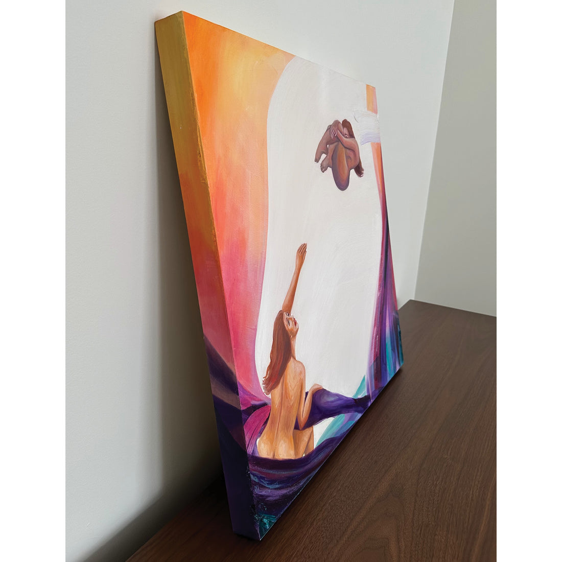 Anam Feerasta "Dual Identities I" abstract figurative painting Canadian Artist