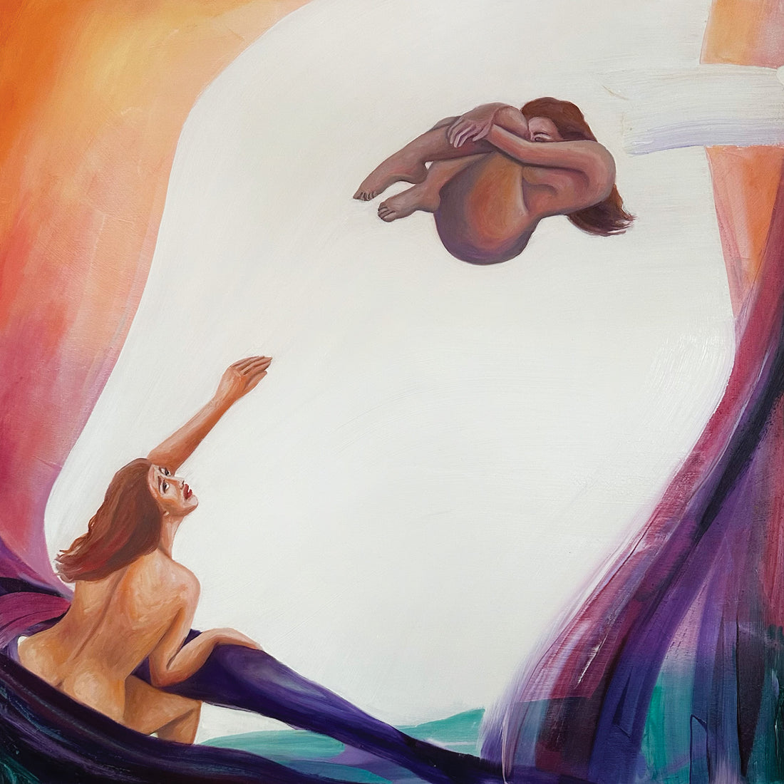 Anam Feerasta "Dual Identities I" abstract figurative painting Canadian Artist