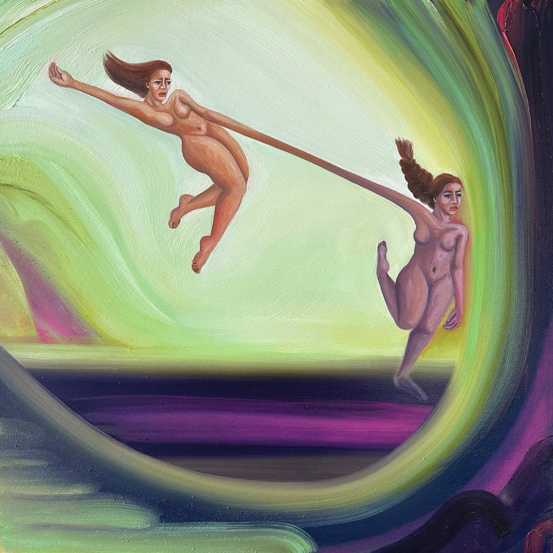 Anam Feerasta "Dual Identities II" abstract figurative painting Canadian Artist