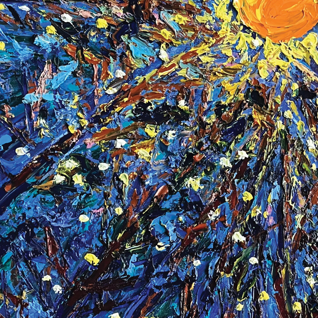 Anastasia Fedorova "Two Worlds - Blue" abstracted landscape painting Canadian Artist detail 2