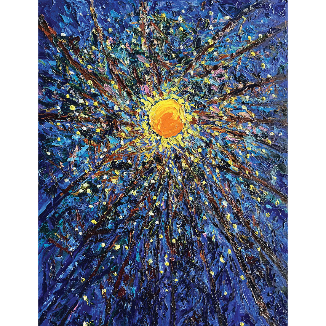 Anastasia Fedorova "Two Worlds - Blue" abstracted landscape painting Canadian Artist