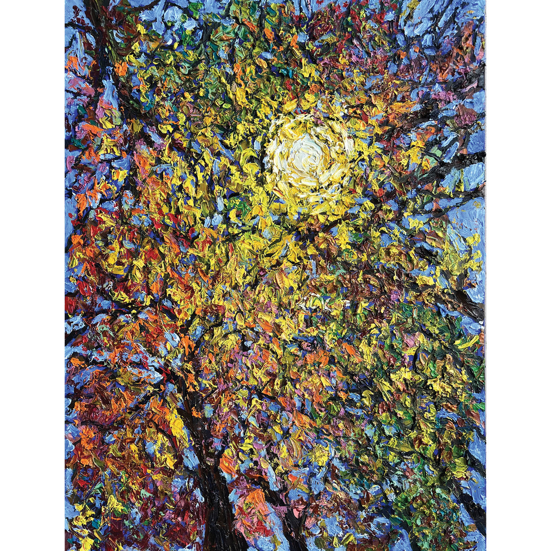 Anastasia Fedorova "Two Worlds - Yellow" abstracted landscape painting Canadian Artist