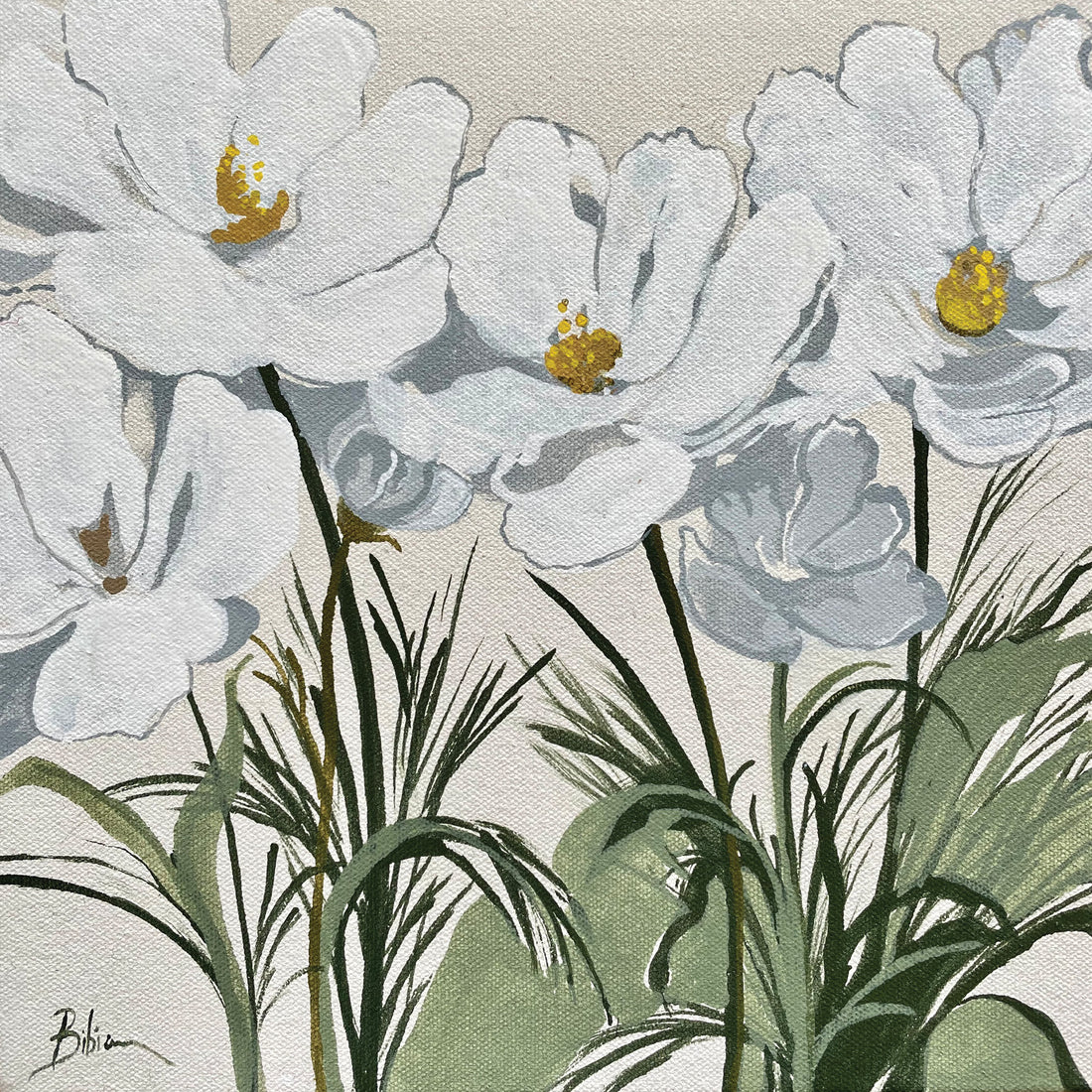 Bibiana Hooper "Cosmoses 1" abstract floral painting Canadian artist