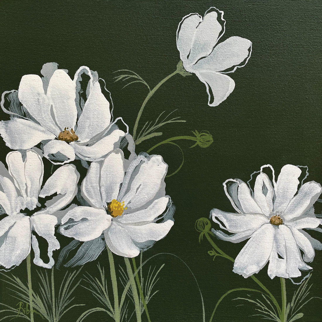 Bibiana Hooper "Cosmoses 4" abstract floral painting Canadian Artist