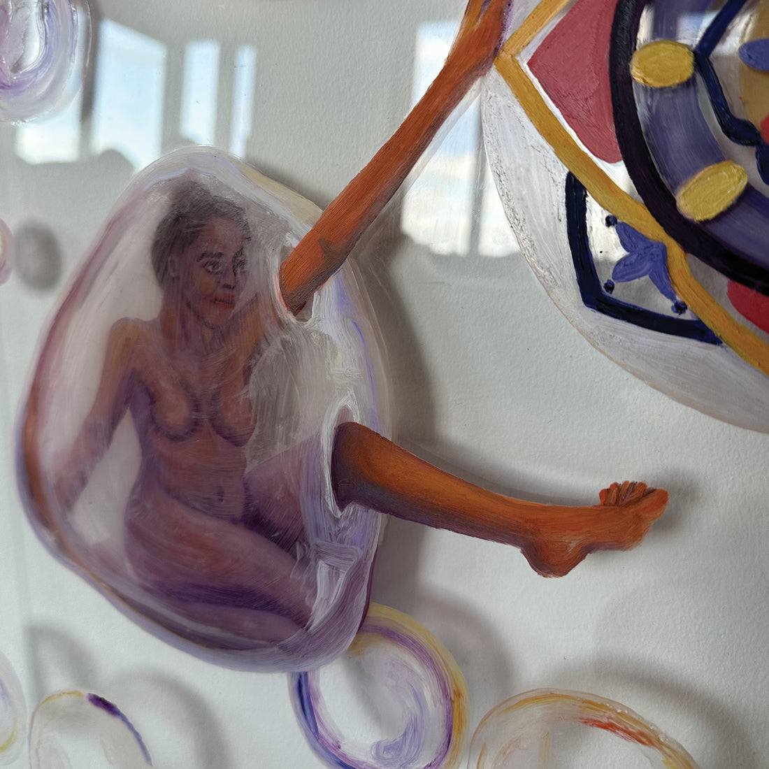 Anam Feerasta "Bubbles of Feeling" figurative painting Canadian Artist detail