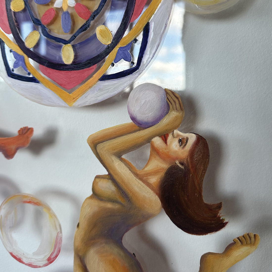 Anam Feerasta "Bubbles of Feeling" figurative painting Canadian Artist detail