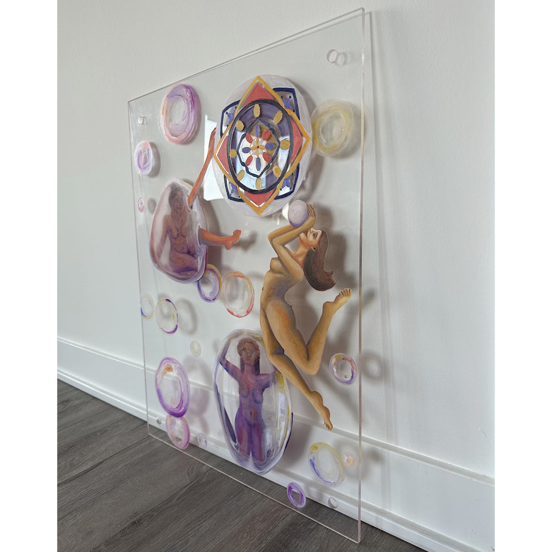 Anam Feerasta "Bubbles of Feeling" figurative painting Canadian Artist detail