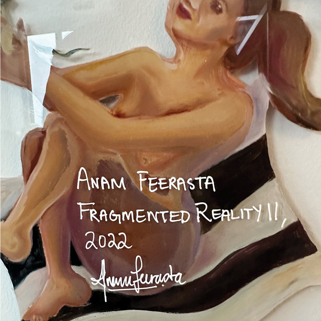 Anam Feerasta "Fragmented Reality II" figurative painting Canadian Artist