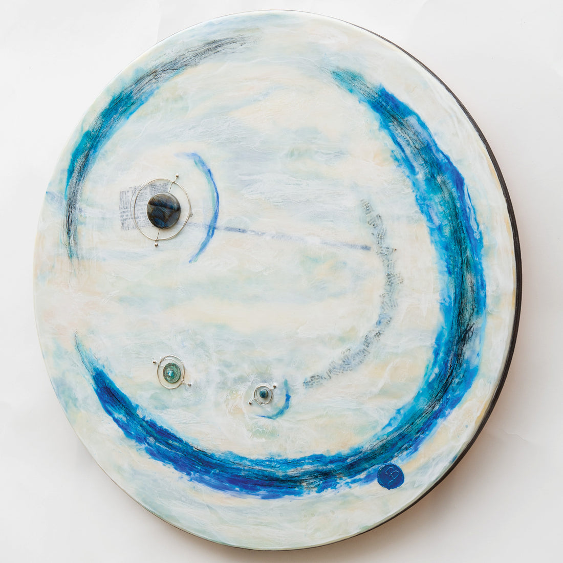 France Benoit "Imperfect Wheel Of Life 230819" abstract encaustic painting Canadian artist