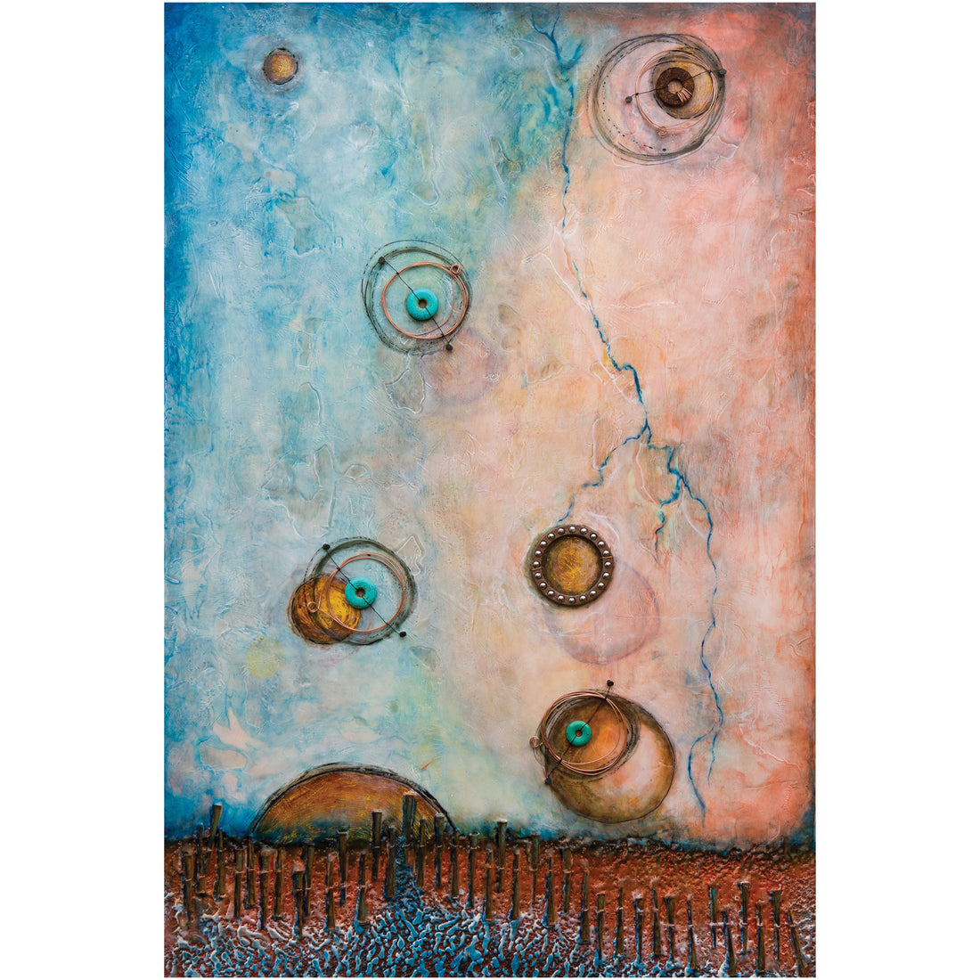 France Benoit "Imperfect Wheel of Life 230401" abstract painting Canadian artist