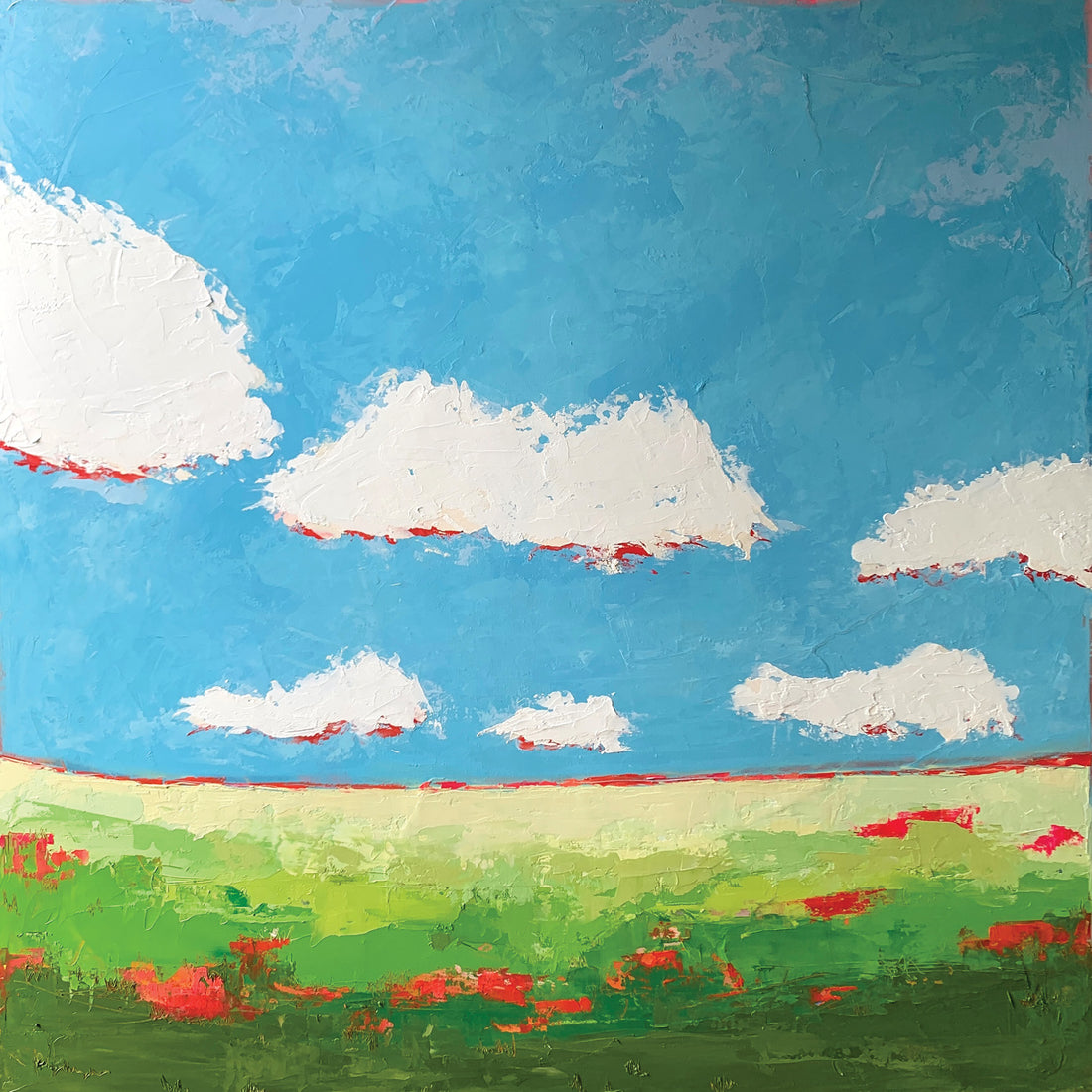 Karen Jeffrey "Grazing For Buttercups" abstract landscape painting Canadian artist