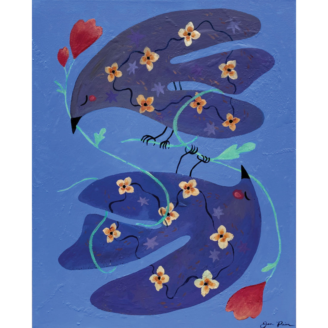 Jen Prior "Gift Giver" abstract folk Canadian artist flowers birds