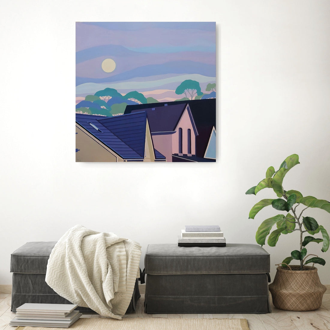 Jodi Kitto-Ward "Rising Moon" abstract landscape painting Canadian Artist