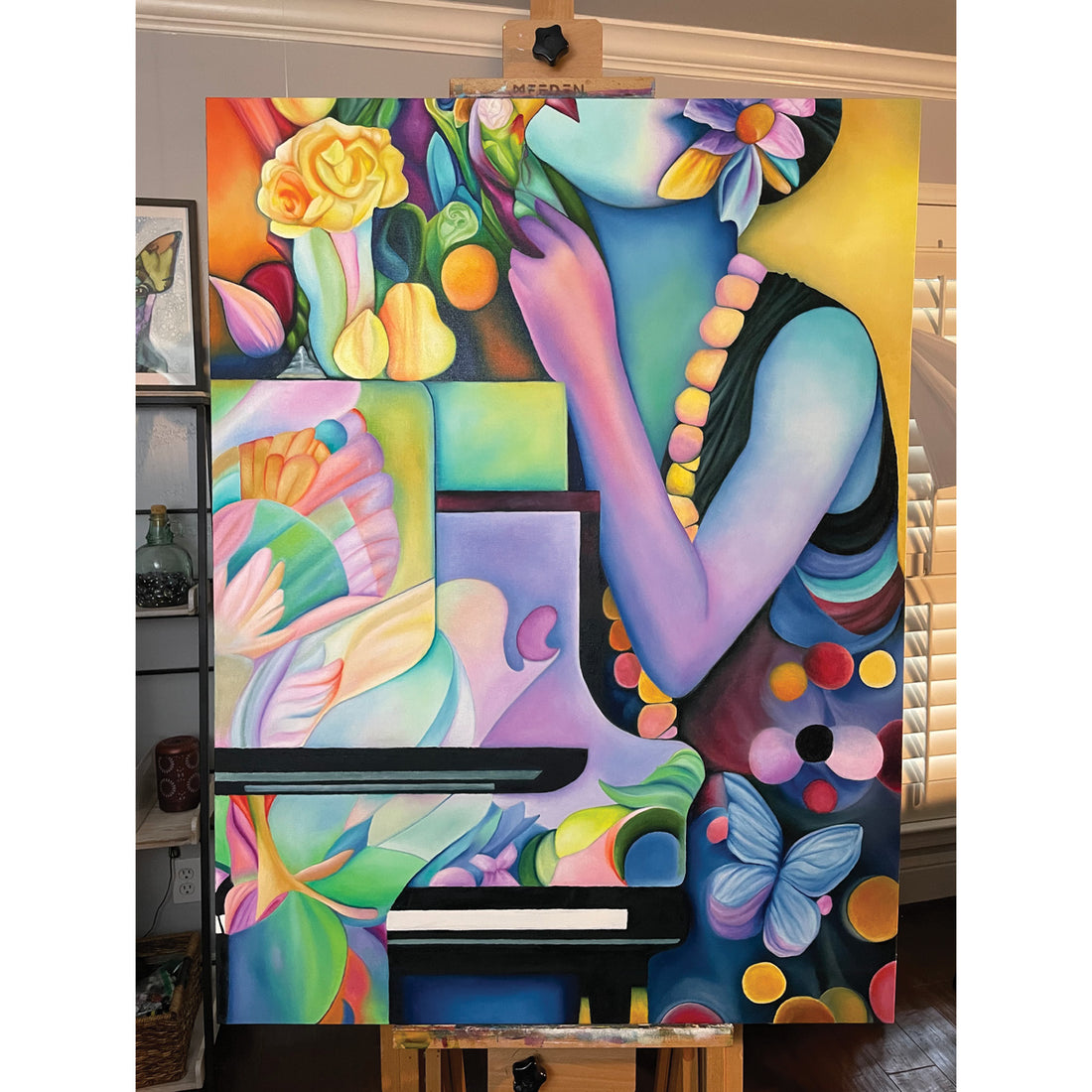 Lesa Shaw "Piano Woman" figurative painting American Artist