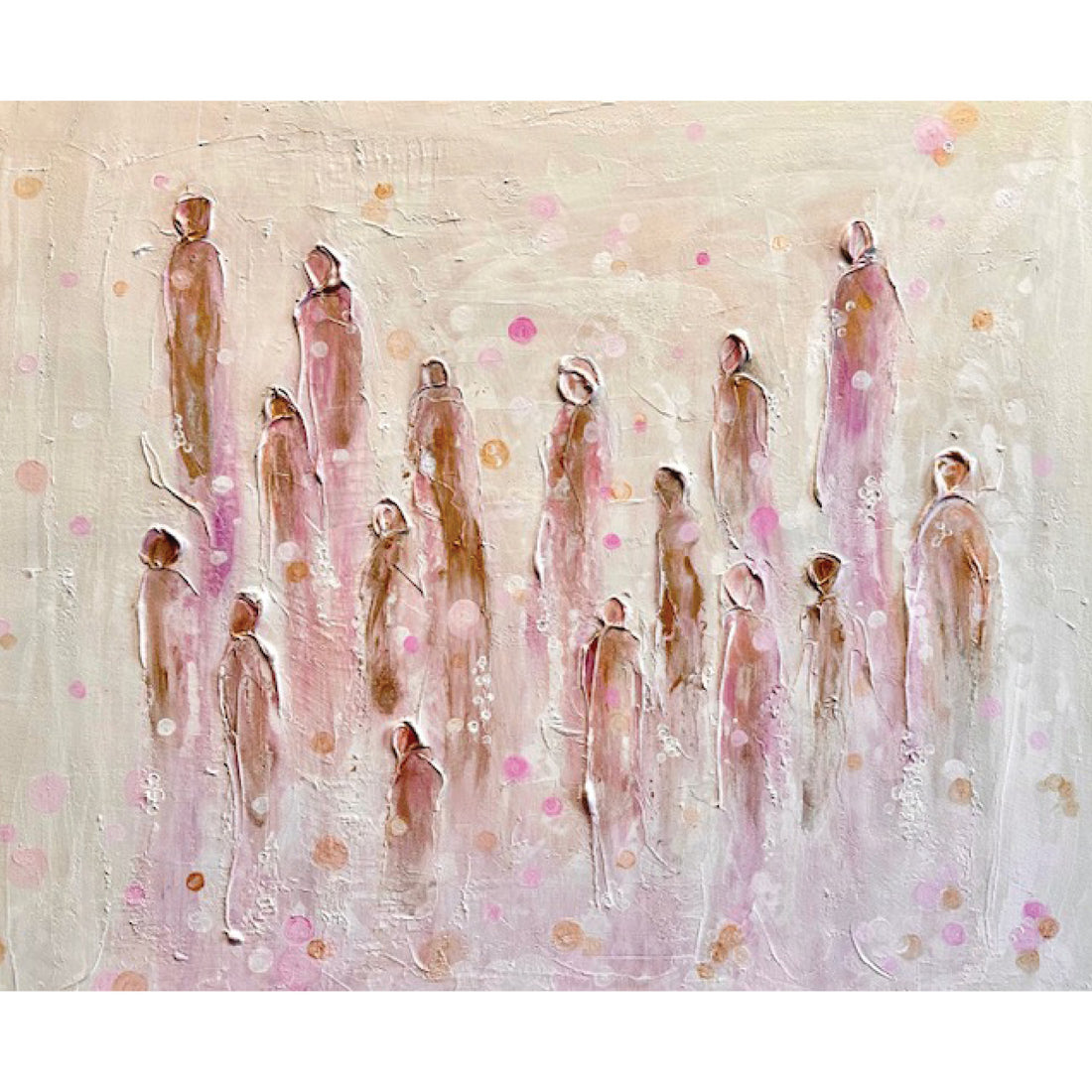 Lori Burke "Angels and Orbs" abstract figurative painting Canadian artist