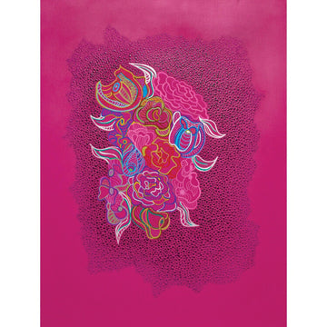 Mais Al-Sheikhly "In the Bloom-Pink" abstract painting Canadian Artist Kefi Art Gallery