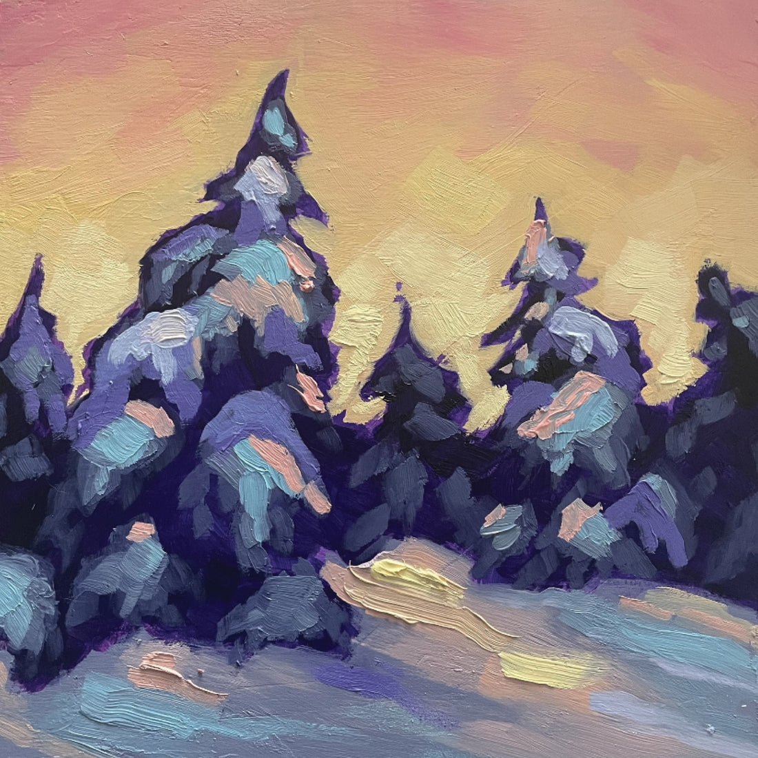 Marta Stares "Hushed" abstract winter landscape  painting Canadian artist