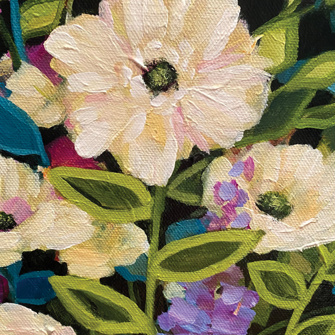 Raquel Roth "To The Moon And Back" floral painting Canadian Artist