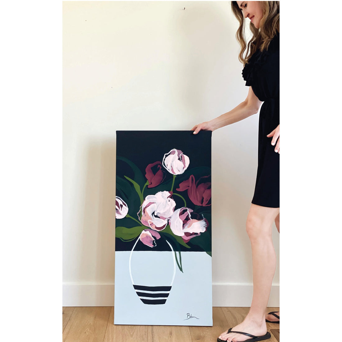 Bibiana Hooper "Solari 1" floral abstract painting Canadian artist Kefi Art Gallery