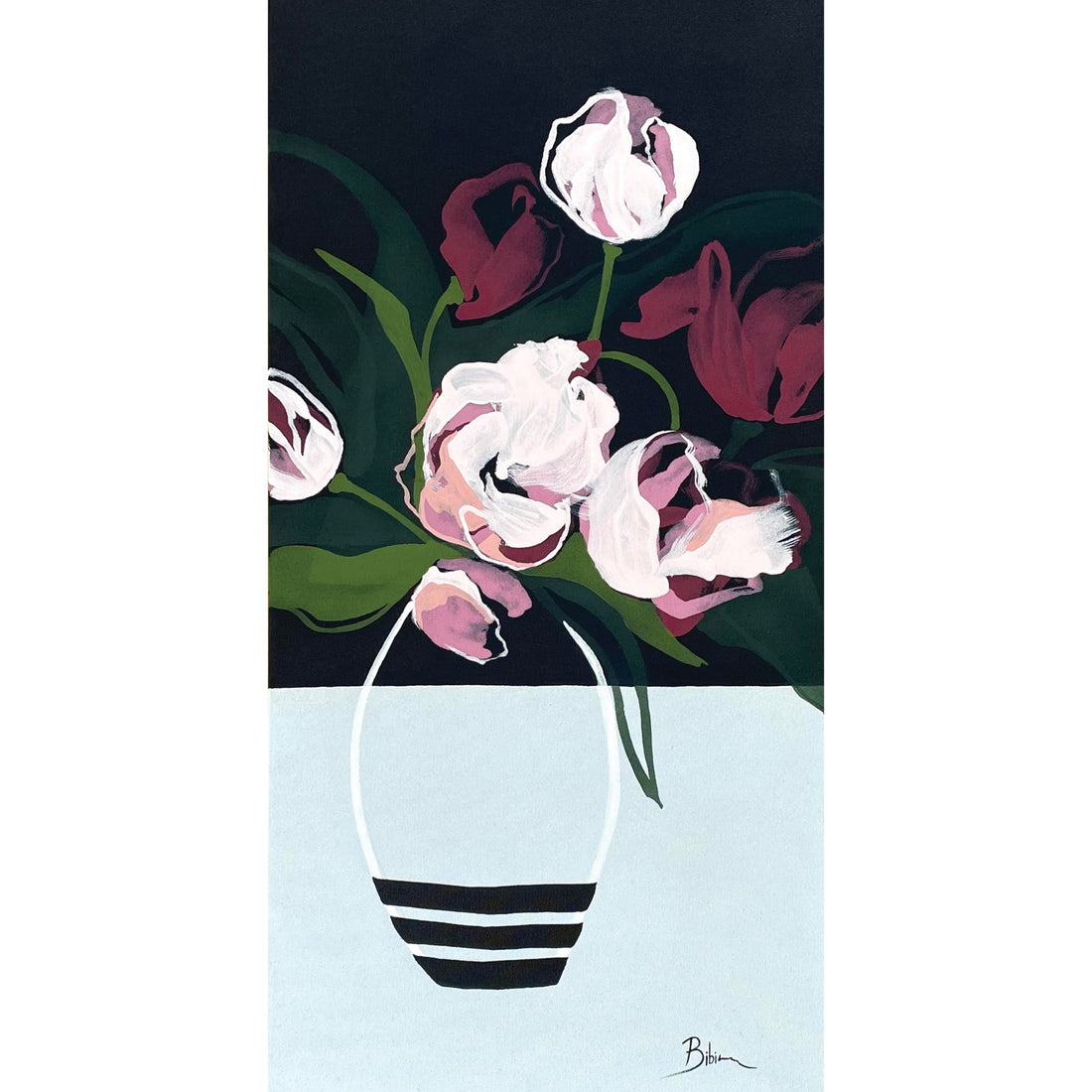 Bibiana Hooper "Solari 1" floral abstract painting Canadian artist Kefi Art Gallery