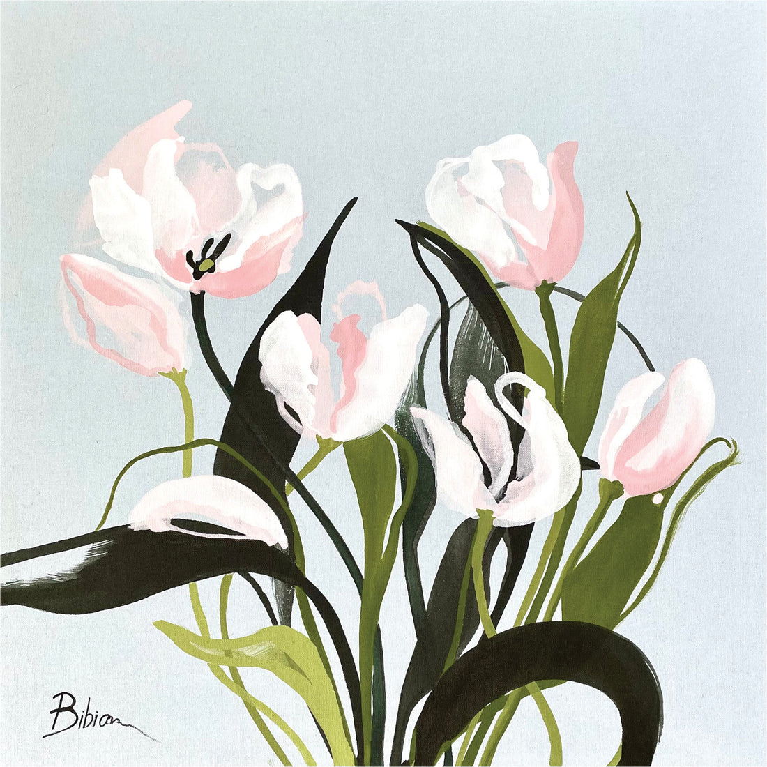 Bibiana Hooper "Solari 4" floral abstract painting Canadian artist Kefi Art Gallery