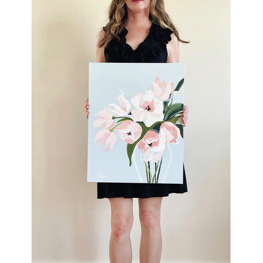 Bibiana Hooper "Solari 5" floral abstract painting Canadian artist Kefi Art Gallery