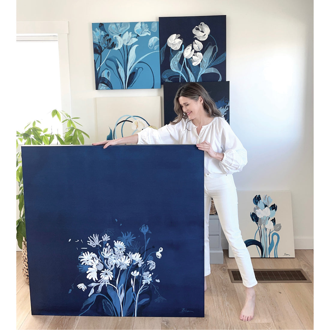 Bibiana Hooper "Daisies Wisdom 4" abstract floral painting Canadian artist Kefi Art Gallery