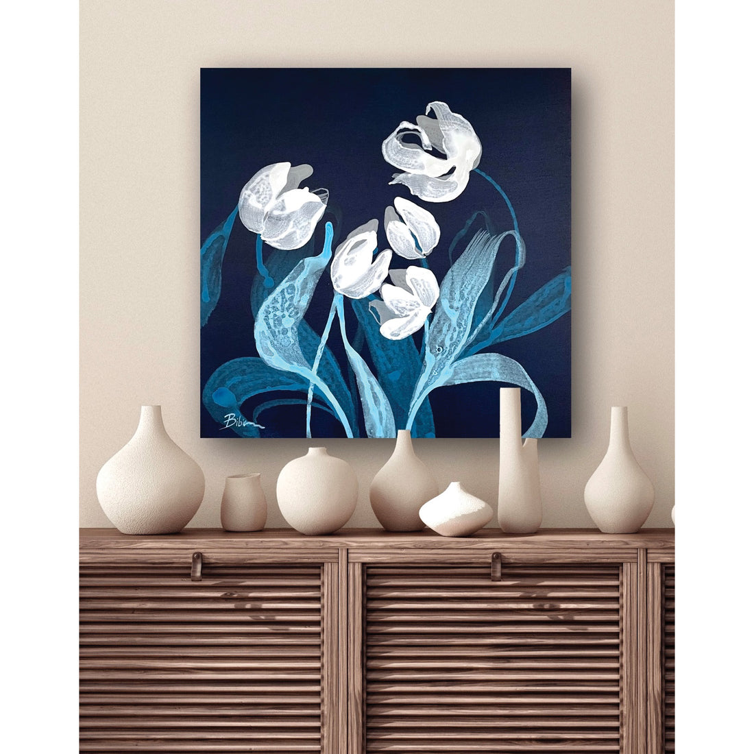 Bibiana "I Found You, Beautiful 3" abstract floral painting Canadian artist Kefi Art Gallery