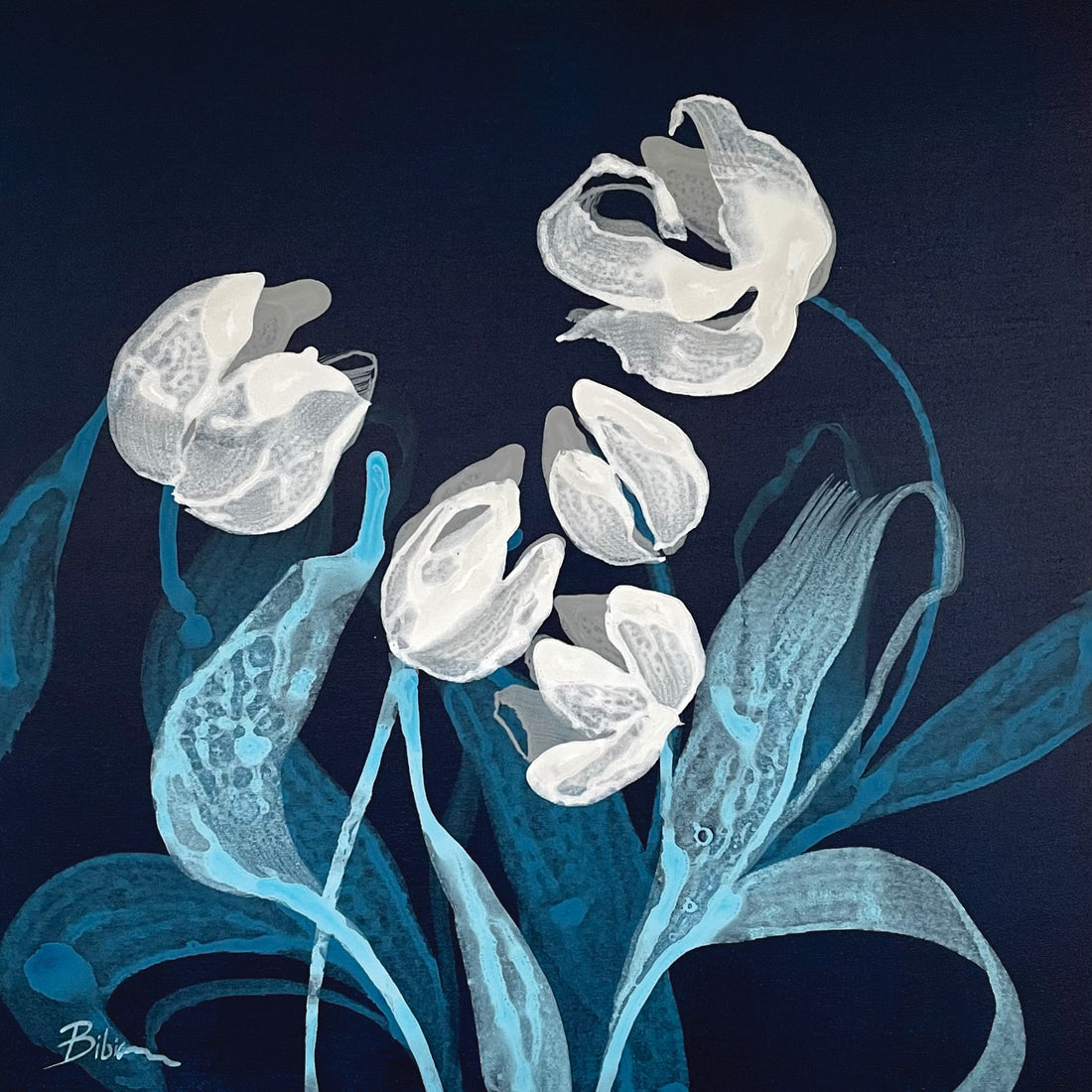 Bibiana "I Found You, Beautiful 3" abstract floral painting Canadian artist Kefi Art Gallery