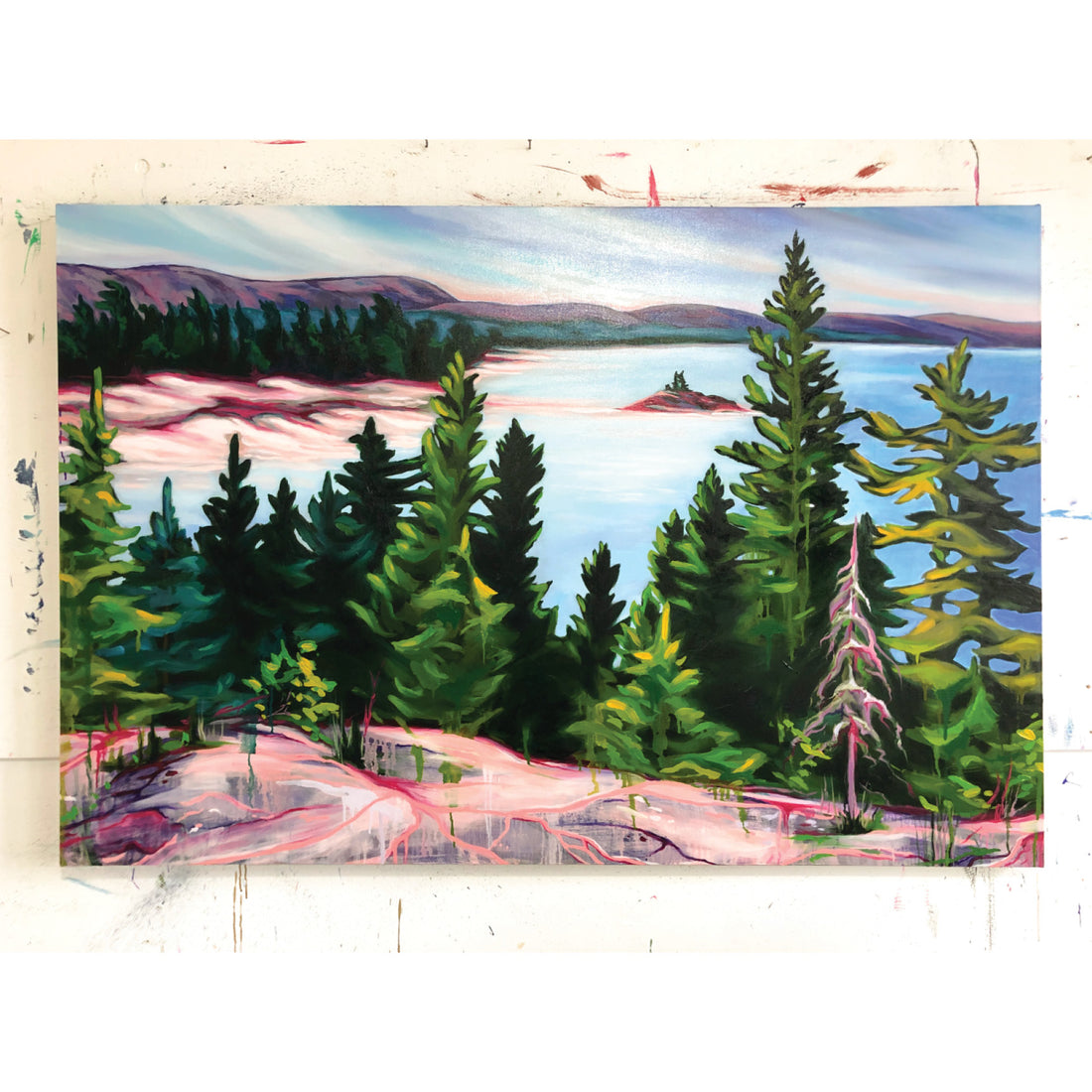 Marta Stares "Lookout Over Lake Superior" landscape painting Canadian artist