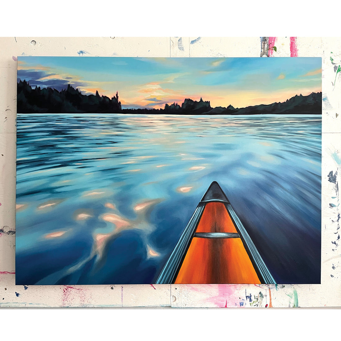 Marta Stares "Sunset Paddle" landscape painting Canadian artist