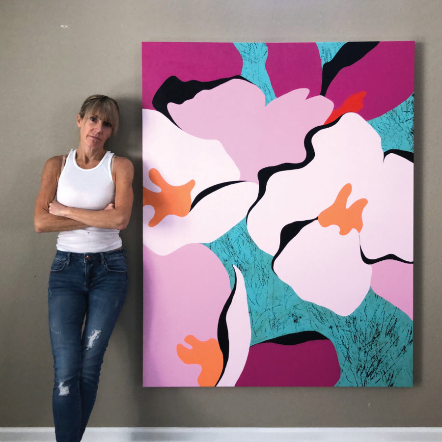 Allison Clements "Pink Perception" abstract painting American artist