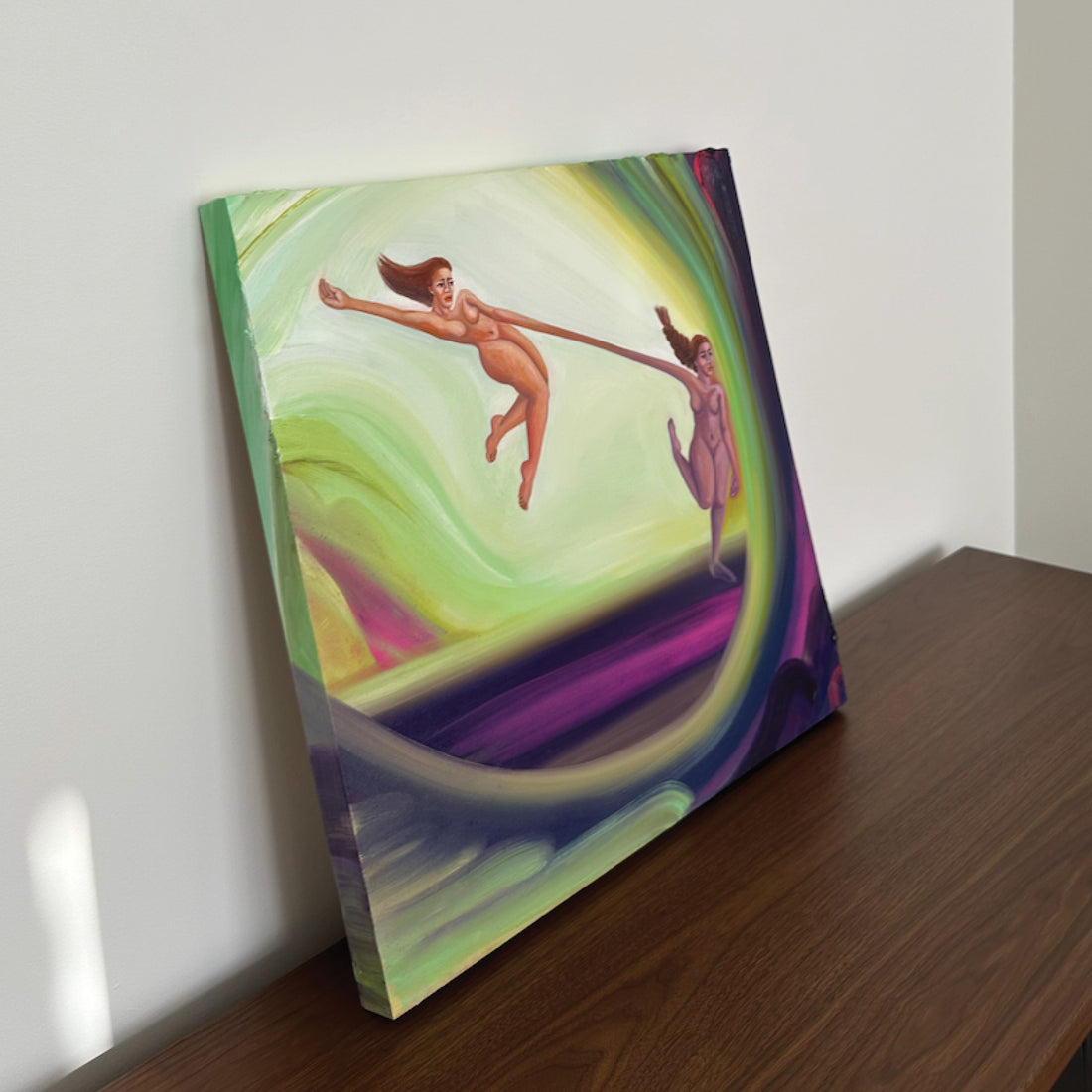 Anam Feerasta "Dual Identities II" abstract figurative painting Canadian Artist