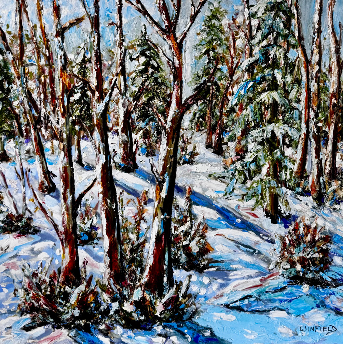 Snowy Walk, 36" x 36" - Kefi Art Gallery