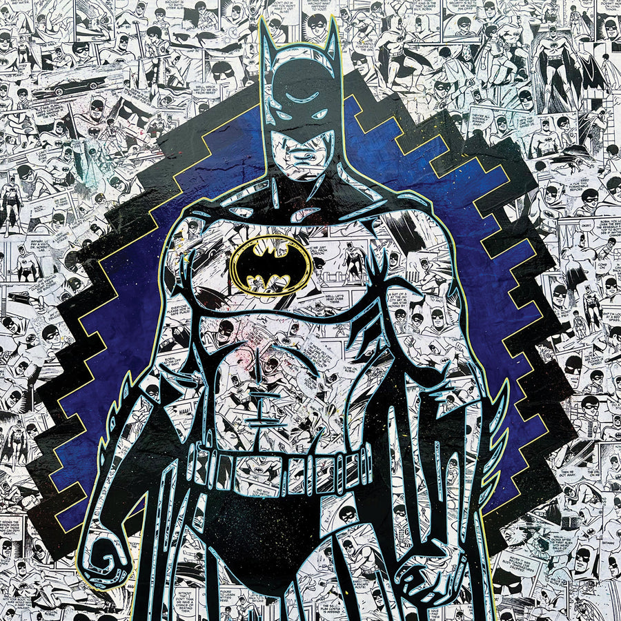 Gail Blima "My Name Is Bruce Wayne" pop art painting Toronto Canadian Artist