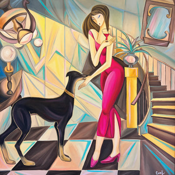 Woman and A Dog, 36" x 36"