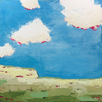 Karen Jeffrey "Meadow Under Cliff" abstract landscape painting Canadian artist