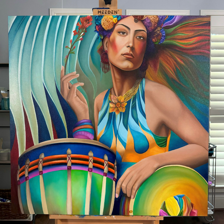 Beat of Her Own Drum, 30" x 30"