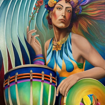 Beat of Her Own Drum, 30" x 30"