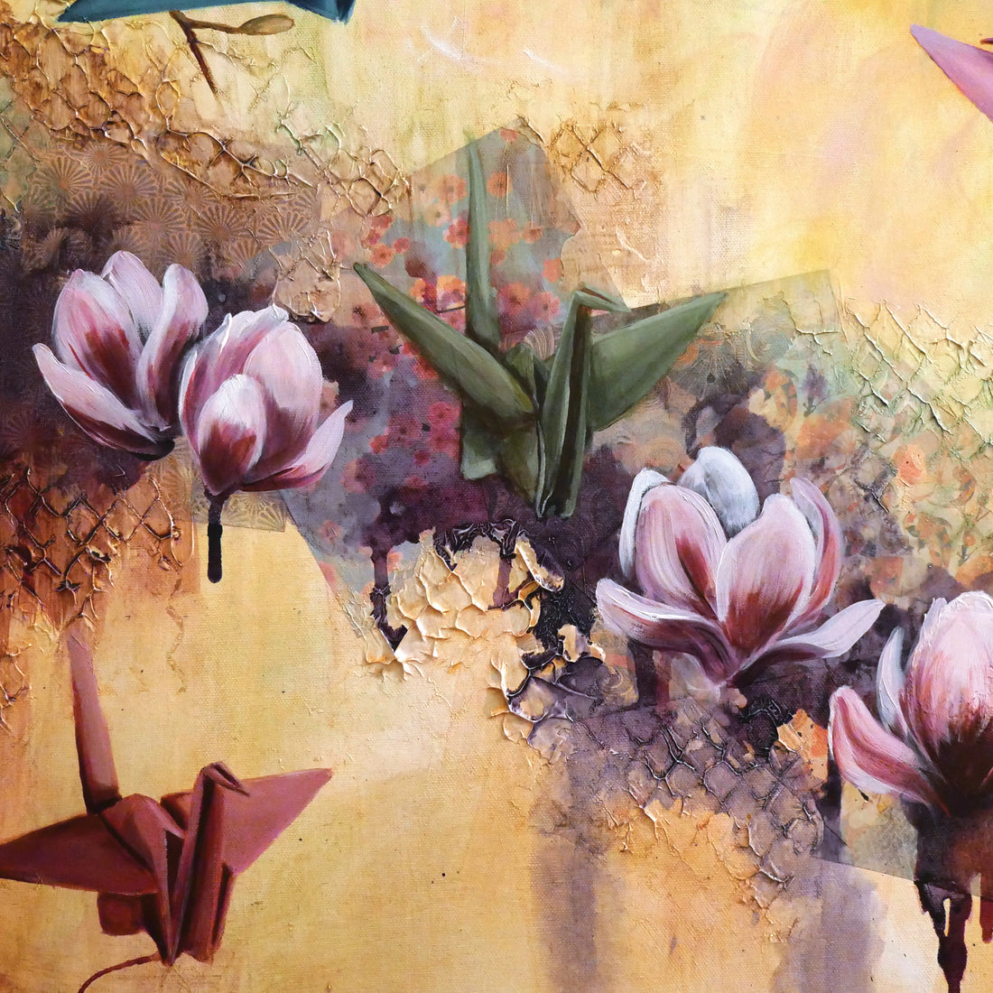 Cranes in Bloom, 36" x 36"