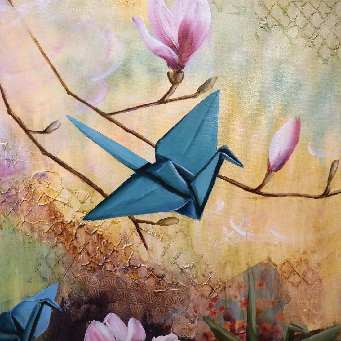 Cranes in Bloom, 36" x 36"