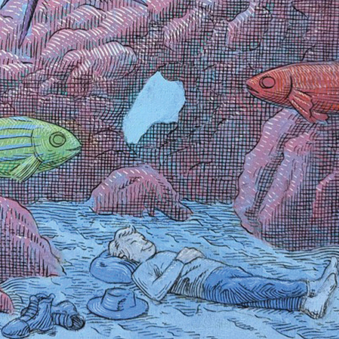Napping With Urchins, 10" x 8"