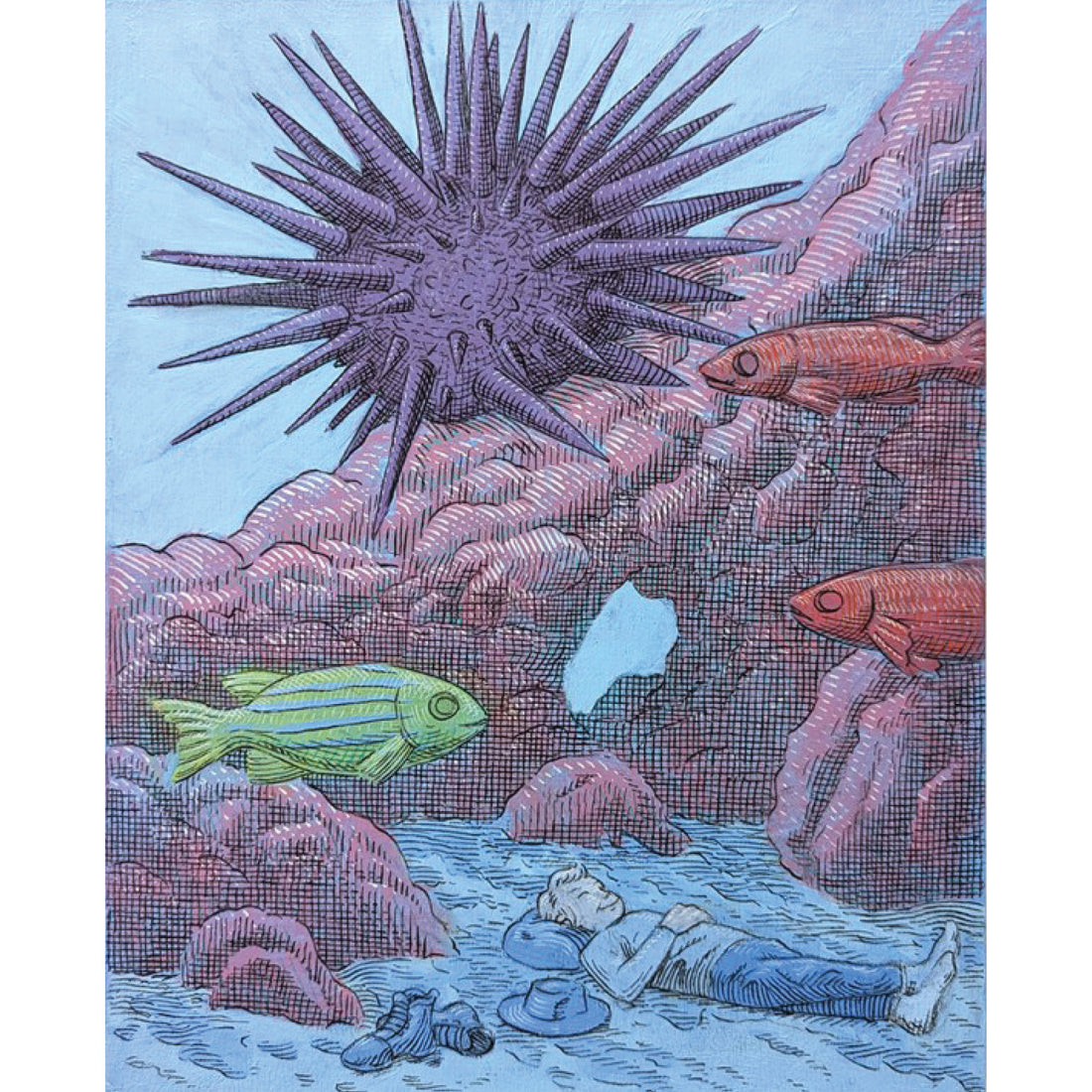 Napping With Urchins, 10" x 8"