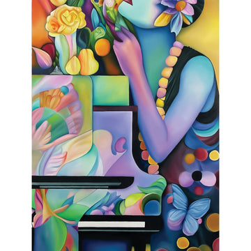 Lesa Shaw "Piano Woman" figurative painting American Artist