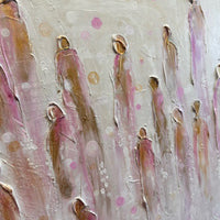 Lori Burke "Angels and Orbs" abstract figurative painting Canadian artist