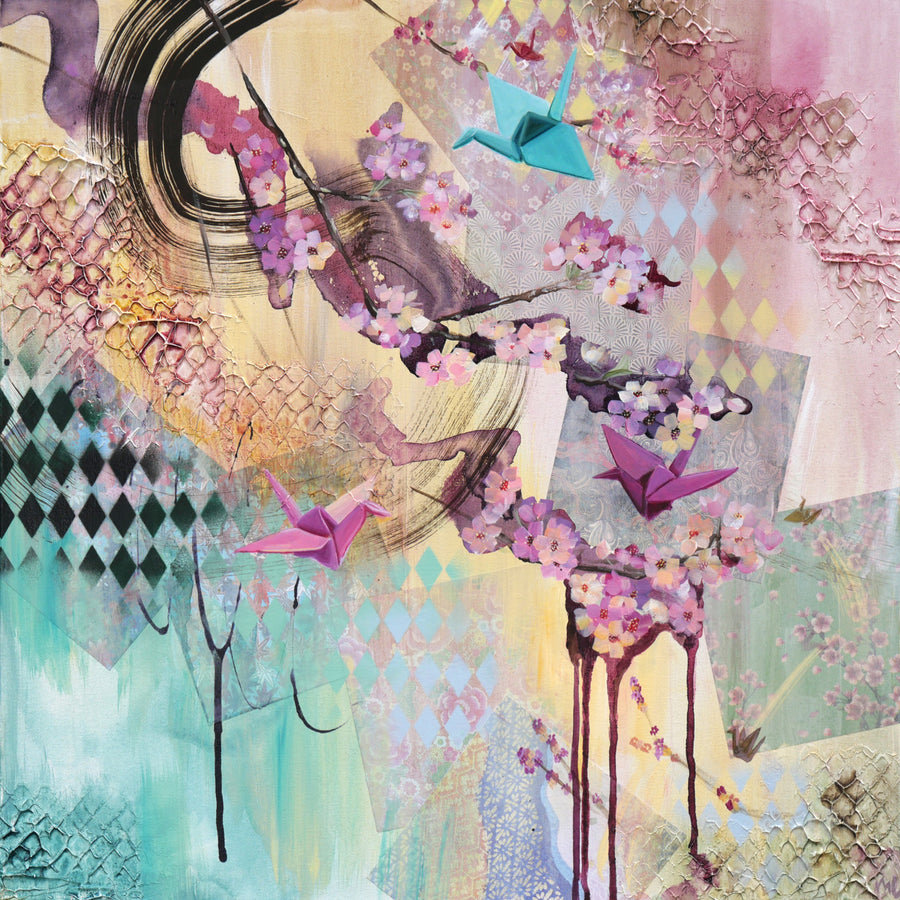 Megan Lui "Dawn Blossoms" abstract painting American Artist