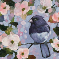 Raquel Roth "Melody" floral bird painting Canadian Artist