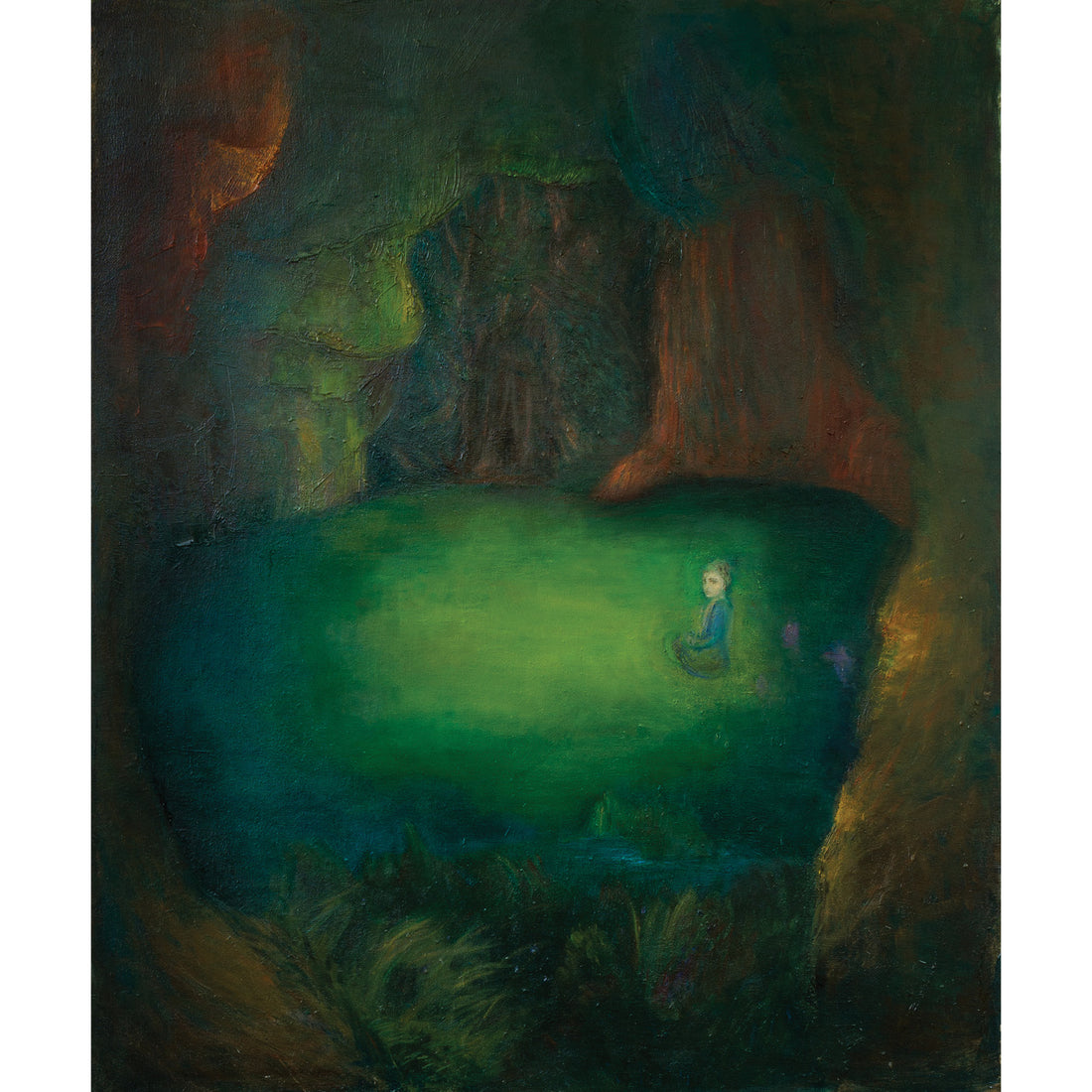 Moojan Nazmi "The Cave and The Figurine" abstract surrealistic painting Canadian Iranian artist