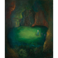 Moojan Nazmi "The Cave and The Figurine" abstract surrealistic painting Canadian Iranian artist